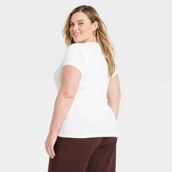 Women's Short Sleeve Ribbed 3pk Bundle T-Shirt - A New Day&trade; Black/White/Gray image {2}