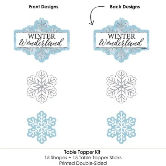 Big Dot of Happiness Winter Wonderland - Snowflake Holiday Party and Winter Wedding Party Centerpiece Sticks - Table Toppers - Set of 15 image {4}
