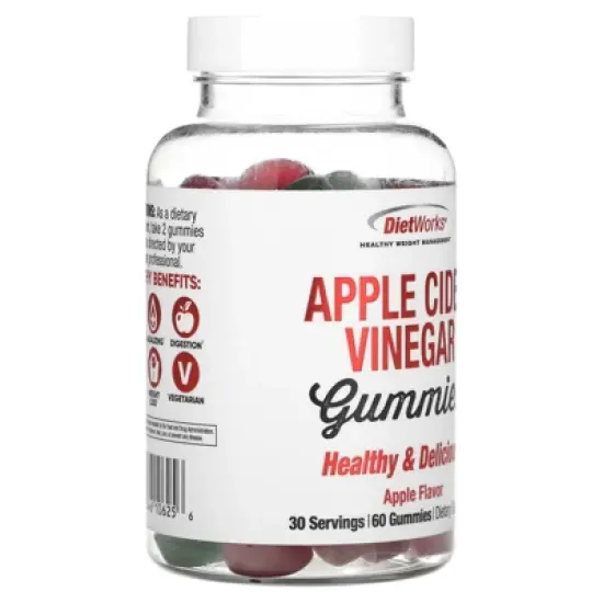 DietWorks Apple Cider Vinegar, Reduce Bloat and Water Weight, Naturally Alkalizing Gummies, Supports Healthy Digestion, Natural and Delicious, Apple image {3}