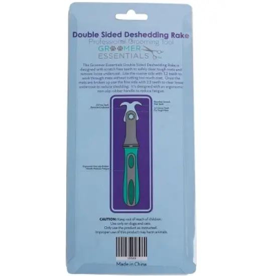 Groomer Essentials Double-Sided Deshedding Rake 12/23 Blades - Dog Brush for Shedding and Mat Removal, Ideal for Medium to Long Coats image {1}