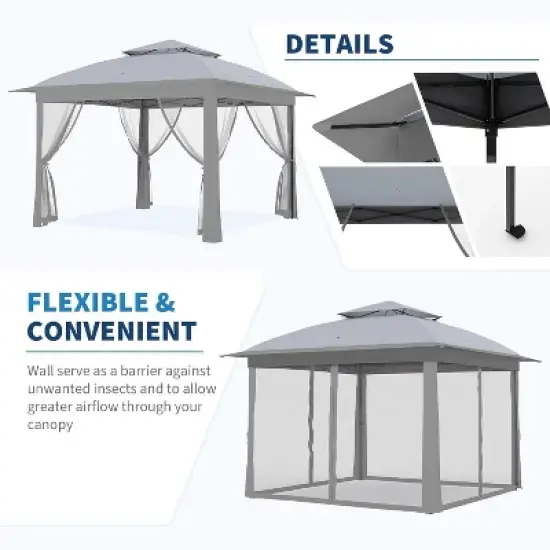 11FT Outdoor Canopy Gazebo Tent with Mosquito Netting, Portable Patio Shelter for Backyard or Garden, Includes Carrying Bag image {4}