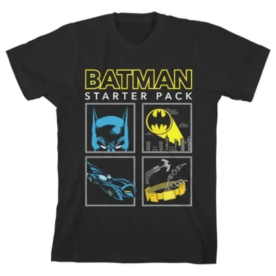 Batman Starter Pack Black T-shirt Toddler Boy to Youth Boy image {3}
