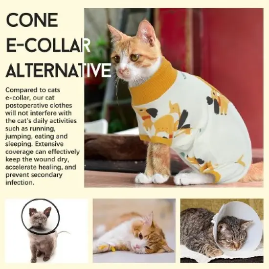 Cat Surgery Recovery Suit Female Male Soft Onesie, Abdominal Wounds Anti-Licking Pajama for Small Pets, Kitten Surgical Collar Cone Alternative Shirt image {6}