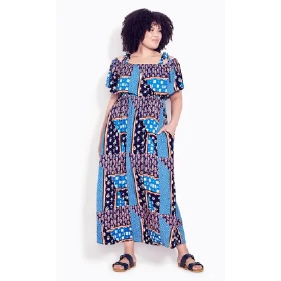Women's Plus Size  Oslo Maxi Dress - blue print | EVANS image {3}