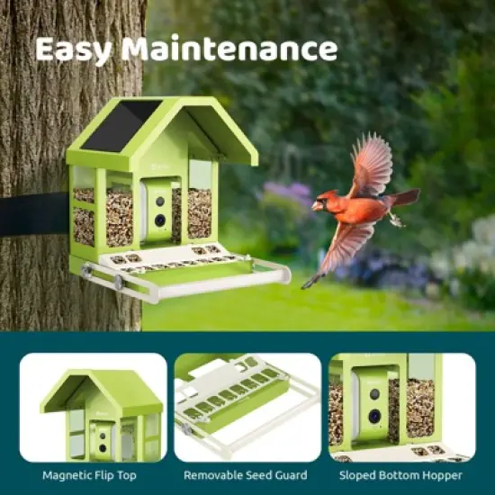 Smart Bird Feeder with Camera, Durable Metal Bird Feeders for Outdoors, AI Identify Bird Species image {4}