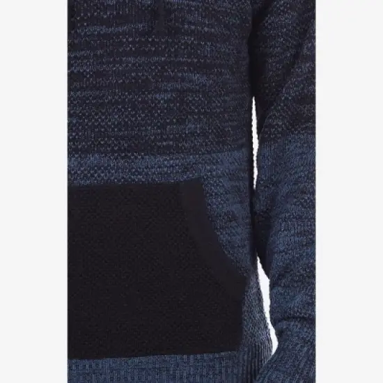 X RAY Men's Slim Fit Knitted Hoodie Sweater, Casual Color Block Hooded Pullover Top image {3}