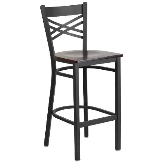 Flash Furniture Black ''X'' Back Metal Restaurant Barstool image {11}