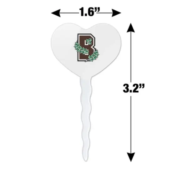 Brown University Secondary Logo Heart Love Cupcake Picks Toppers Decoration Set of 6 image {5}