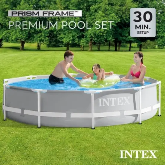 Intex 10' x 30" Above Ground Swimming Pool w/ 330 GPH Filter Pump & Pool Ladder image {2}