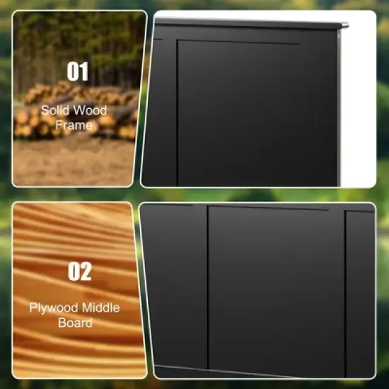 Costway Full Wood Headboard Flat Panel Pre-drilled Holes Height Adjustment image {6}
