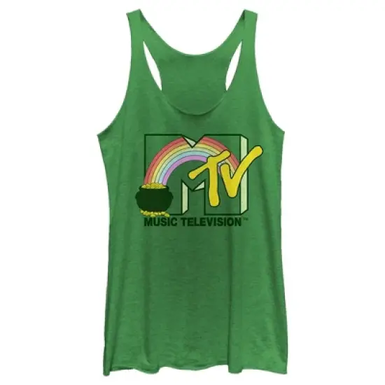 Women's MTV St. Patrick's Day Pot of Gold Logo Racerback Tank Top image {3}
