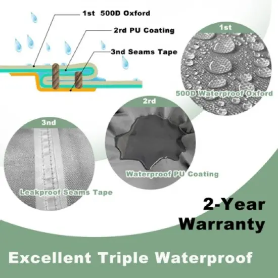 Akefit Outdoor Furniture Cover 4-Piece Set Waterproof Patio Chair Loveseat Table Protector Gray White Trim image {2}