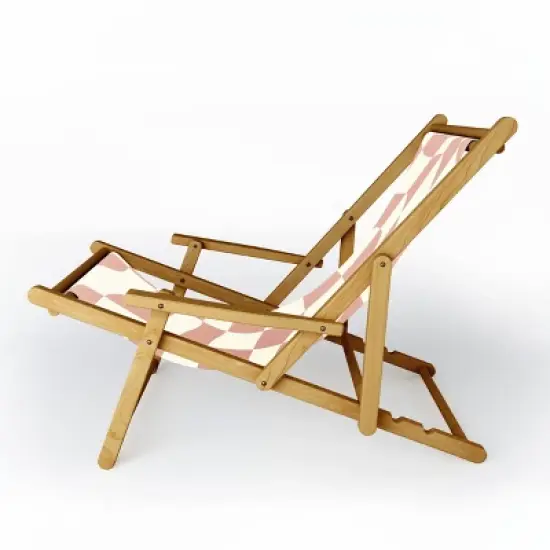 Little Dean Checkers Coral Summer Beach Sling Chair - Pink - Deny Designs image {1}