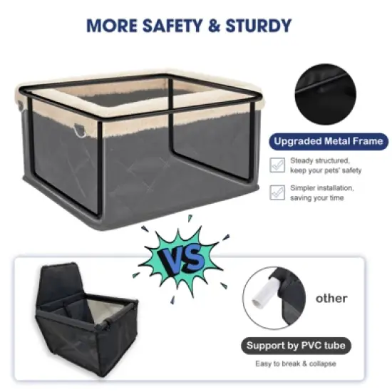 JOEJOY Dog Car Seat for Small Dogs, Deluxe Dog Booster Car Seats with Metal Frame, Puppy Car Seat, Dog Car seat for Pets Up to 15lbs image {2}