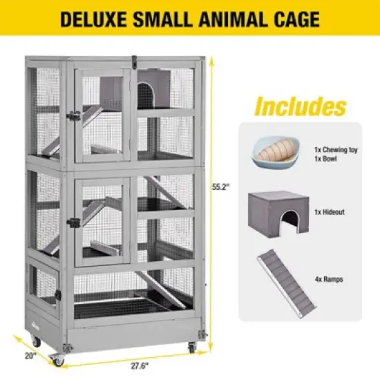 Aivituvin 5 Levels Wooden Chinchilla Ferret Cage | Chew-Resistant Habitat-AIR38-1 image {8}