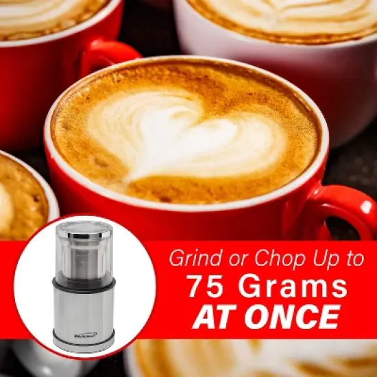 Brentwood 75-Gram Electric Stainless Steel Wet-and-Dry Coffee Bean, Herb, and Spice Grinder with 2 Removable Bowls, CG-162S in Black image {5}