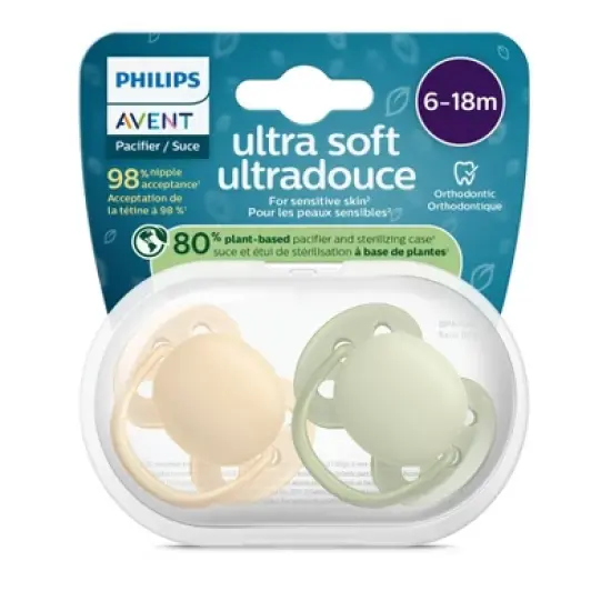 Philips Avent Ultra Soft Pacifiers 6-18m - Beige/Green - 2pk image {4}