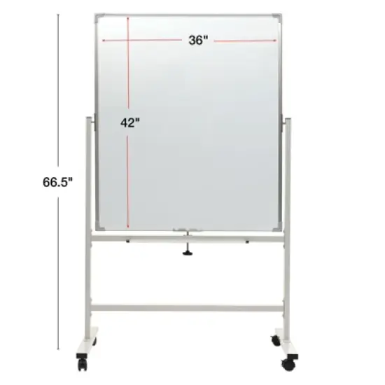 Excello Global Products 36"x42" Reversible Whiteboard on Wheels (White Frame) image {1}