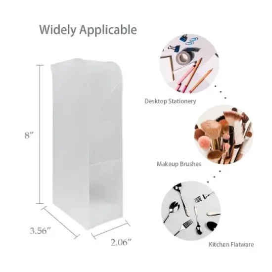 Wrapables Pen Organizer with 4 Compartments Desk Storage Organizer for Home, Office, Work, Small (3pcs) / Clear image {1}