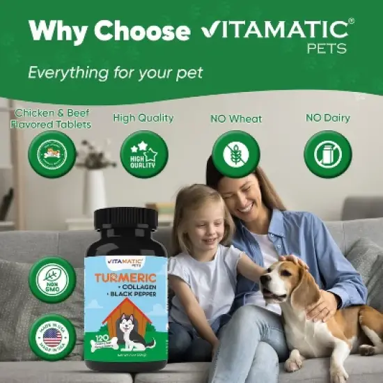 Turmeric for Dogs Anti Inflammatory Pain Relief 120 Chewable Tablets image {5}