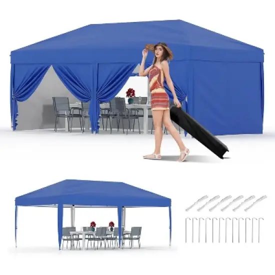 10x20 Pop Up Canopy Tent with 6 Removable Sidewalls, Heavy Duty Outdoor Canopy Tent, Adjustable Height Commercial Instant Tent Shelter image {8}