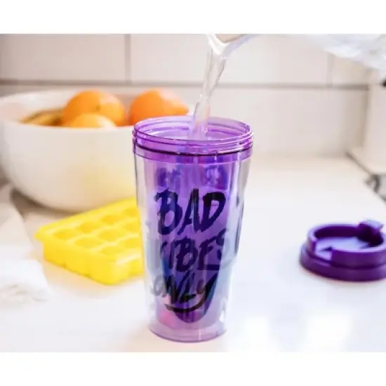 Silver Buffalo Disney Villains "Bad Vibes Only" Double-Walled Plastic Tumbler | Holds 16 Ounces image {5}