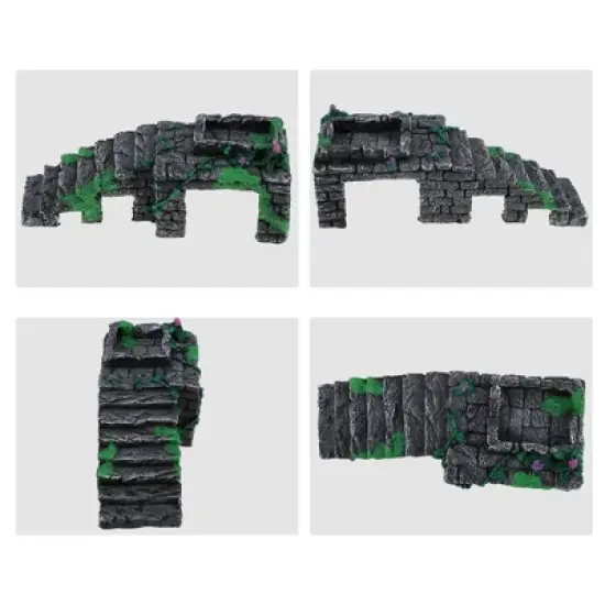 Unique Bargains Resin Tortoise Rock Turtle Basking Platform 9.5"x4.1"x3.4" Gray Green Purple 1 Pcs image {2}