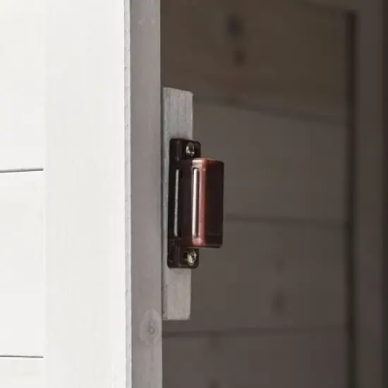 NicBex 78.75 Inch Tall Outdoor Storage Shed with Handle,Tin Roof and Magnetic Latch for Backyard Garden,Patio,Gray image {4}