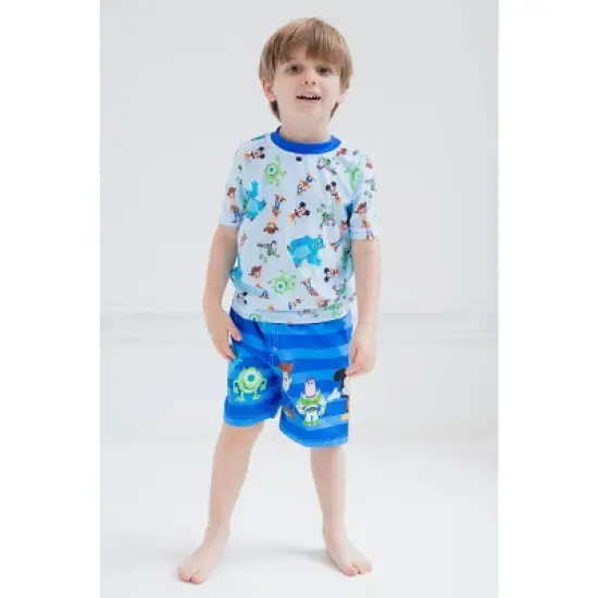 Disney Pixar D100 Toy Story Monsters Inc. Mickey Mouse Buzz Lightyear Rash Guard and Swim Trunks Outfit Infant to Toddler image {6}