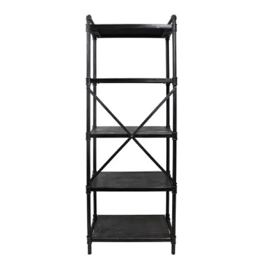 71" Driscoe Industrial 5 Shelf Firwood Bookcase Gray/Pewter - Christopher Knight Home image {3}
