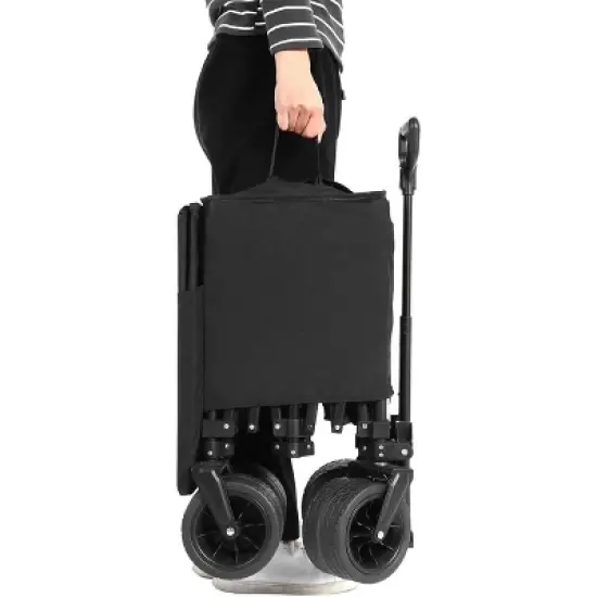 RISOKEYS Collapsible Wagon 220lbs Capacity,300L with Big All-Terrain Beach Wheels & Automatic Rebound Handle for Camping,Gardening,Shopping image {3}