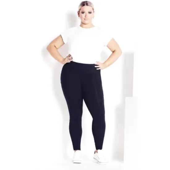 Women's Plus Size Supima&reg; High Rise Legging Navy - average | AVENUE LEISURE image {4}