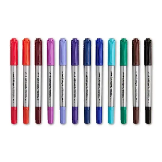 KINGART Permanent Twin-Tip&trade; Pens 12 Colors image {1}