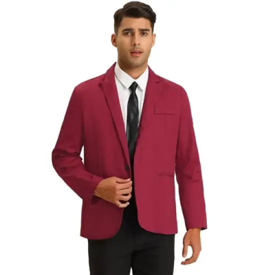 Lars Amadeus Men's Casual One Button Slim Fit Lightweight Blazer image {7}