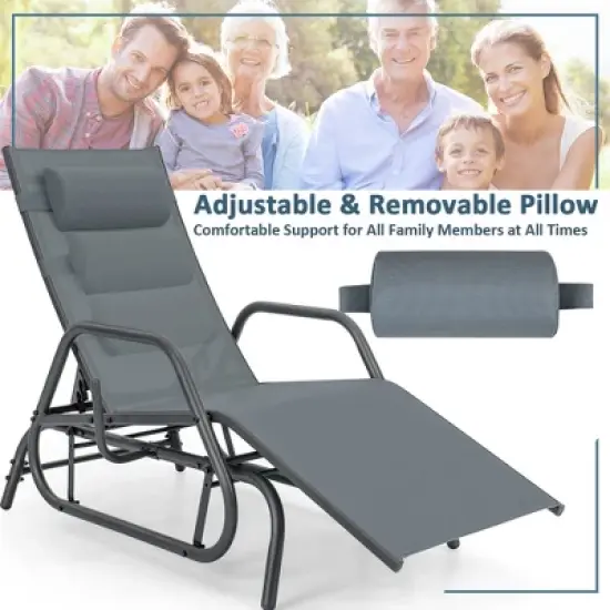 Tangkula Patio Chaise Lounge Glider Recliner Chair Adjustable Sturdy Metal Frame Outdoor image {5}