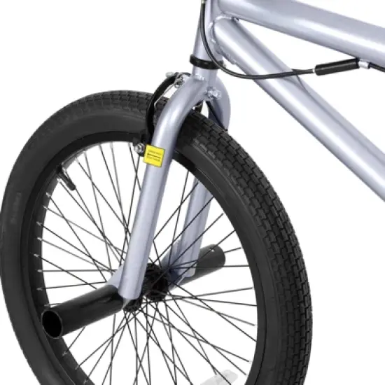 Hykolity 20-Inch Freestyle BMX Bike, Kids Teens Adults, Carbon Steel Frame, Black/Silver, Ideal for Beginner to Advanced Riders image {9}