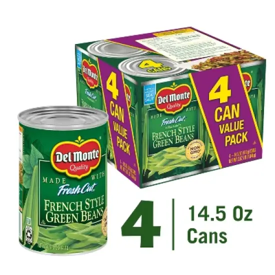 Del Monte French-Style Green Beans 4 pk image {1}