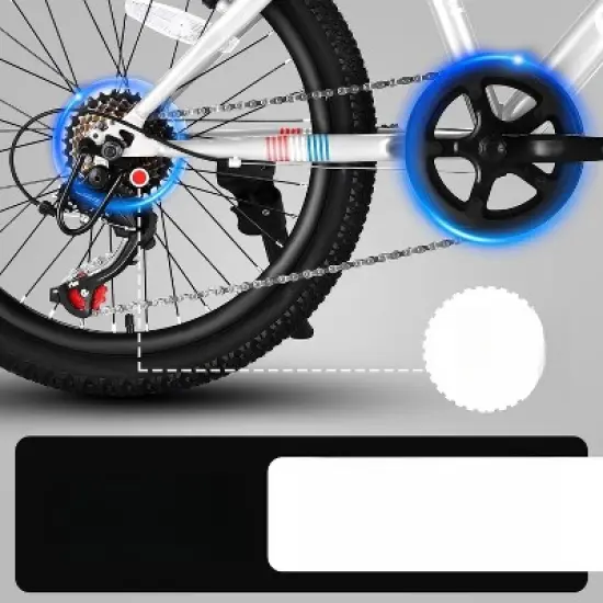 INFURNIC Bicycles, 20 Inch Mountain Bike for Kids, 21-Speed Mountain Bike with Rear V-Brake, White, 54"*23"*31.5" image {4}