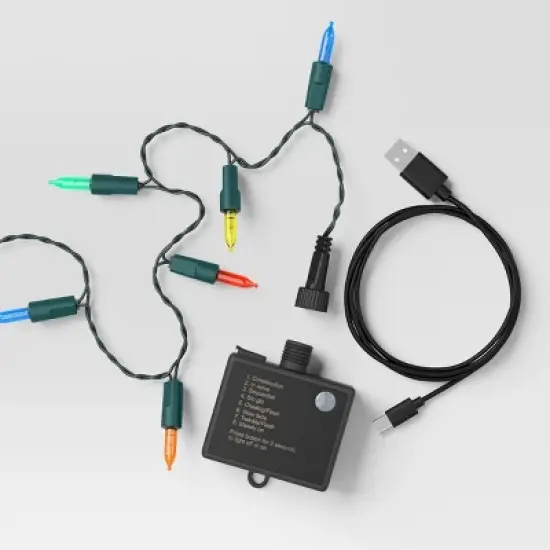 50ct LED Battery Operated Hybrid Miniature String Lights with Green Wire - Wondershop&trade; image {4}