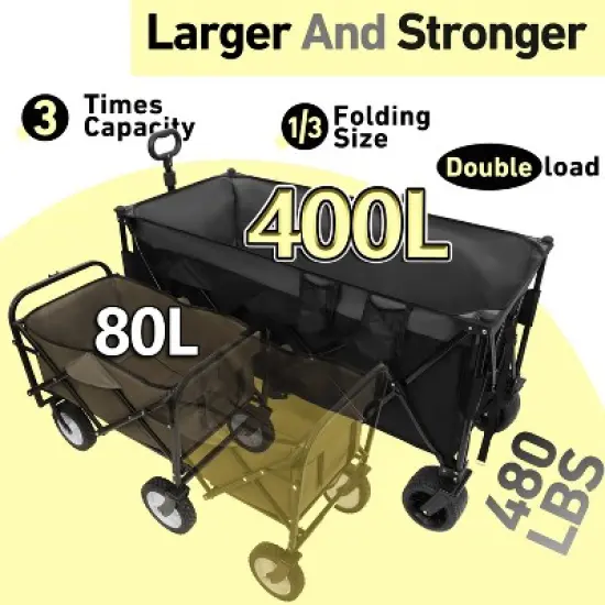 51-inch Extended Heavy-Duty Foldable Utility Wagon - 480lbs Capacity, Patented Ultra-Stable Frame, 1:6 Space-Saving Fold & 7" All-Terrain Wheels image {4}