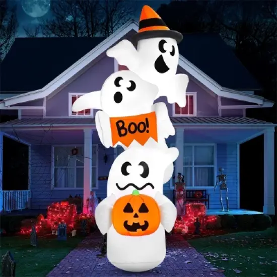 Joyfy 9FT Halloween Inflatable Outdoor Decorations, Overlap Ghost Inflatable with LEDs for Halloween Indoor Outdoor Yard Garden Lawn Party Decoration image {3}