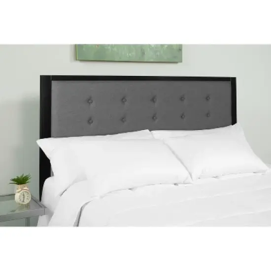 Flash Furniture Bristol Metal Tufted Upholstered Queen Size Headboard in Dark Gray Fabric image {2}