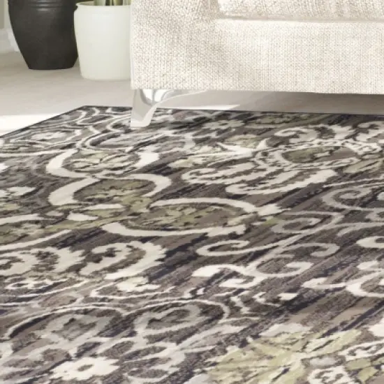 Modern Floral Damask Indoor Area Rug or Runner by Blue Nile Mills image {4}