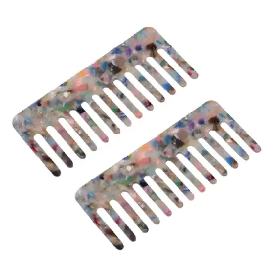 Unique Bargains Anti-Static Hair Comb Wide Tooth for Thick Curly Hair Hair Care Detangling Comb For Wet and Dry Dark 2.5mm Thick 2 Pcs image {6}