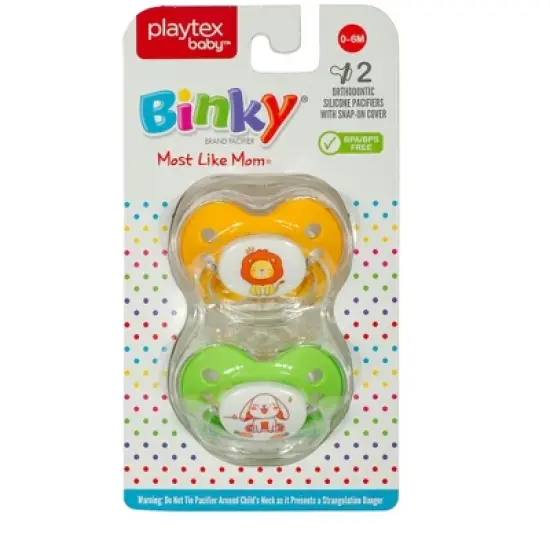 Playtex Baby &ndash; Binky Orthodontic Pacifier with Snap-On Cover, Air Comfort Shield, Medical-Grade Silicone, 0&ndash;6 Months, 2-Pack, Bunny & Rabbit Design image {9}