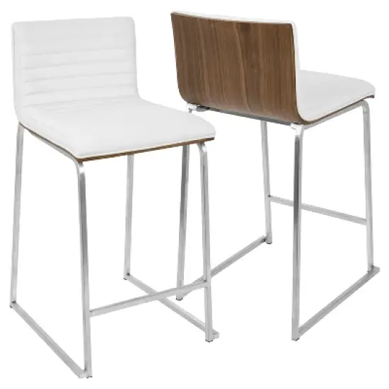 Set of 2 26" Mara Contemporary Counter Height Barstool White - Lumisource image {1}