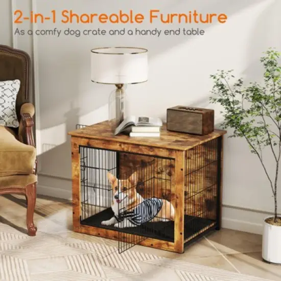 Tangkula Dog Crate Furniture for Small/Medium Dogs 33" Indoor Pet House Side End Table image {3}