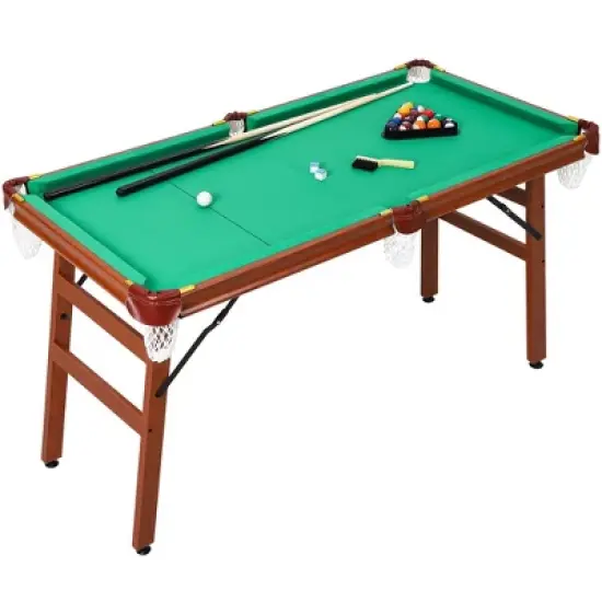 55-inch Folding Billiard - Portable Pool Table, Billiard Game Table with 2 Cue Sticks 16 Balls Triangle Chalk for Kids and Adults image {11}