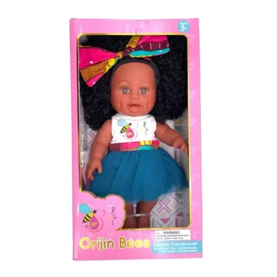 Orijin Bees Natural Ella 12" Baby Bee Doll - Black Hair with Brown Eyes image {4}