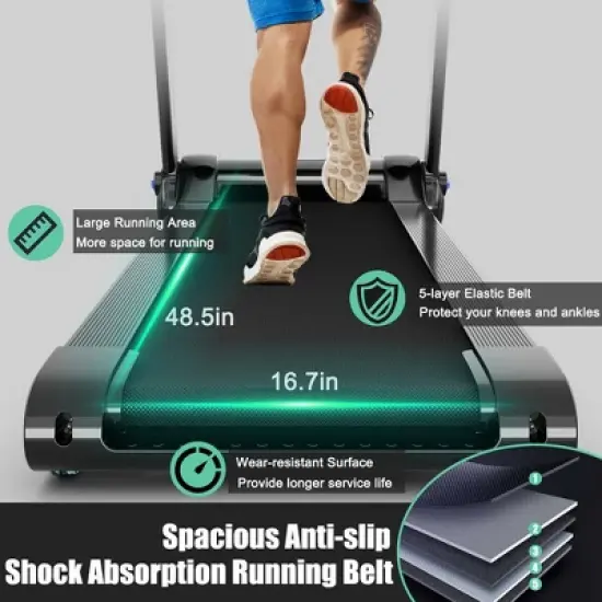 SuperFit 3HP Folding Electric Treadmill Running Machine w/  Speaker Red\Blue\Silver\Purple image {5}